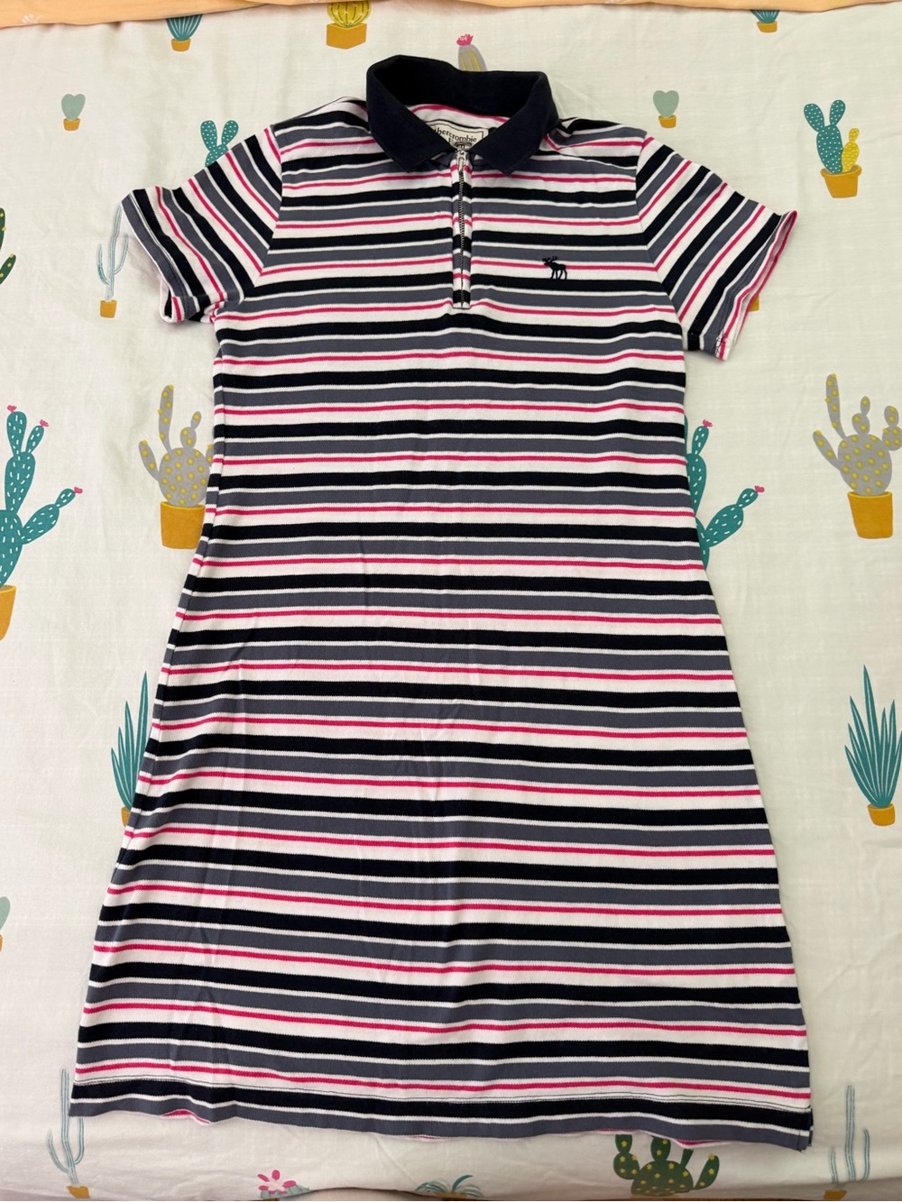 Abercrombie & Fitch Striped Polo Dress - Navy, White & Pink